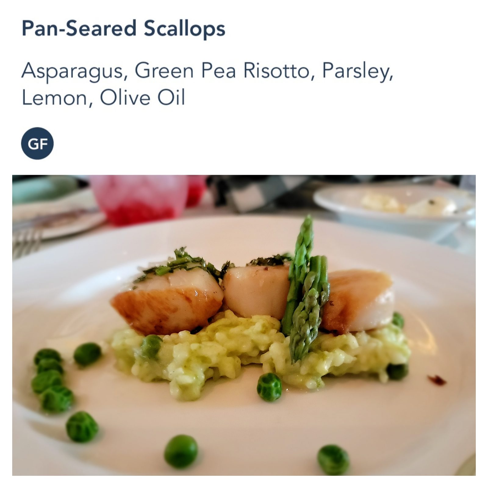 Pan-seared scallops at Enchanted Garden