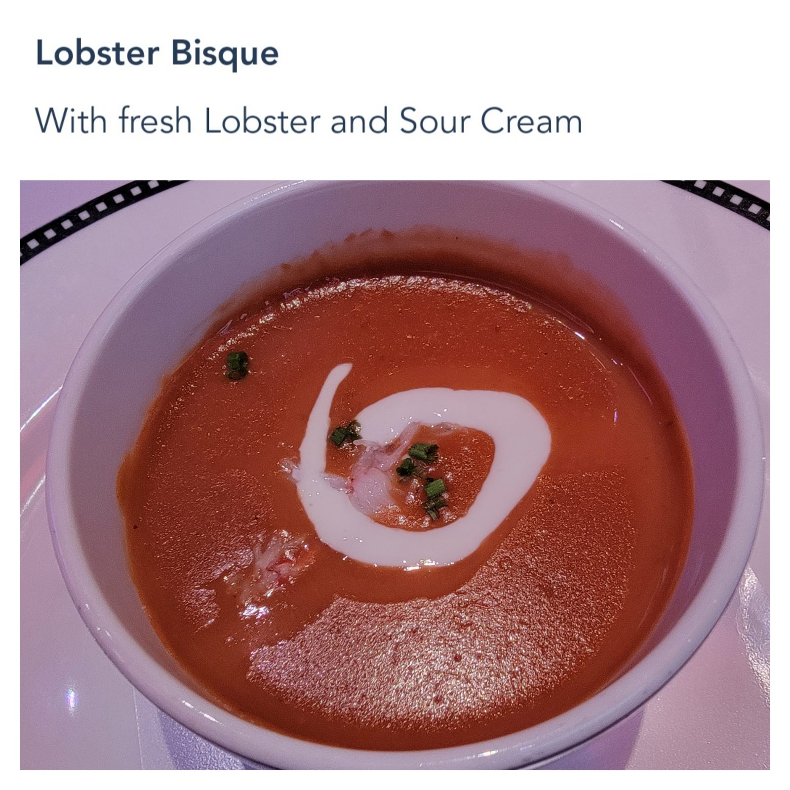 Lobster bisque at Animator's Palate