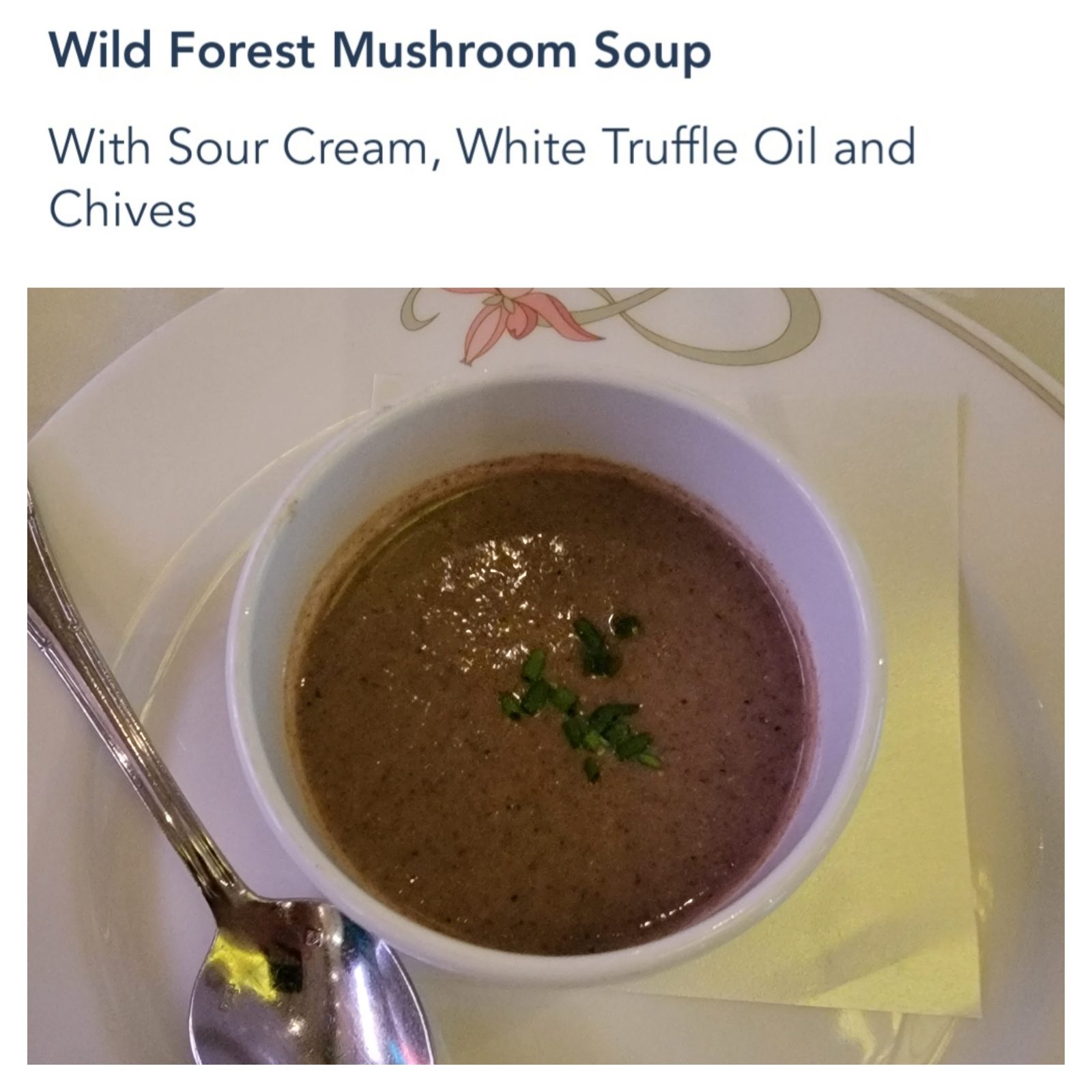 Wild forest mushroom soup at Enchanted Garden