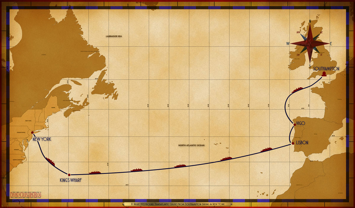 Itinerary map courtesy of DisneyCruiseLineBlog.com