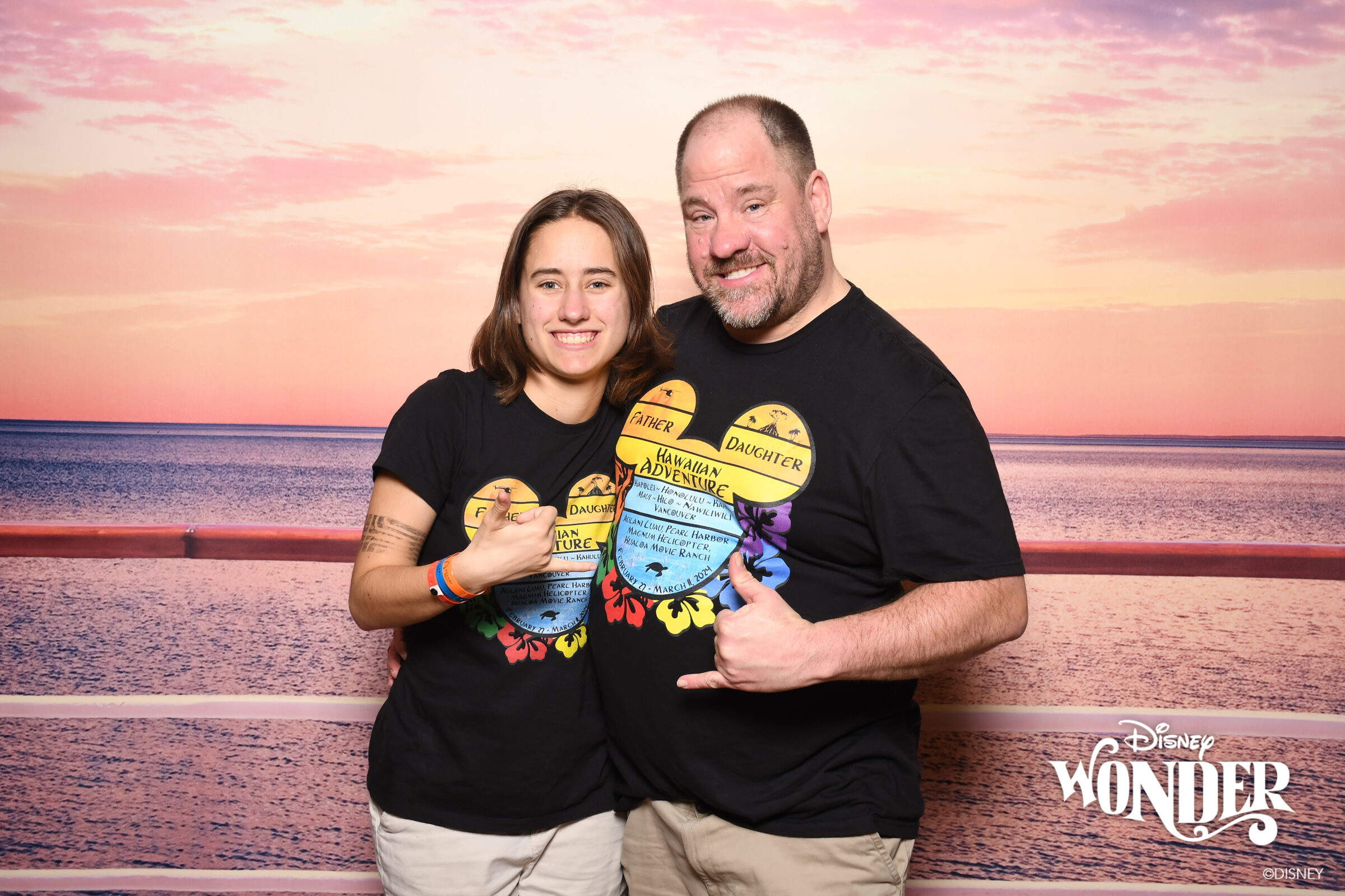 Lisa and Michael at the sunset backdrop on our first night