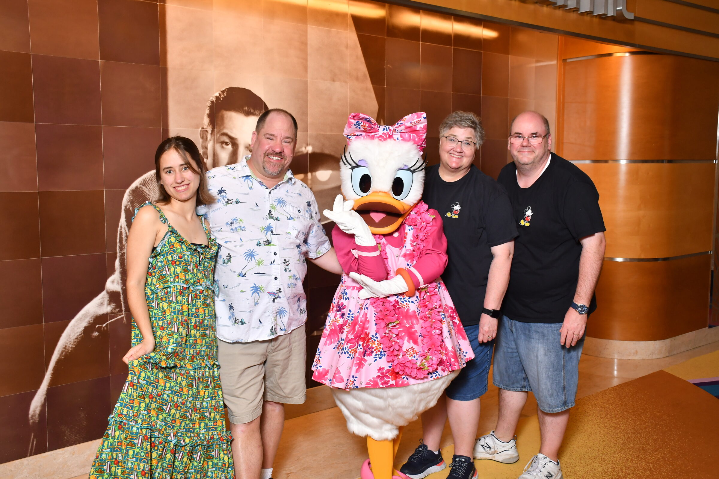 Lisa, Michael, Daisy in her pink floral aloha dress, LaDean & Loren
