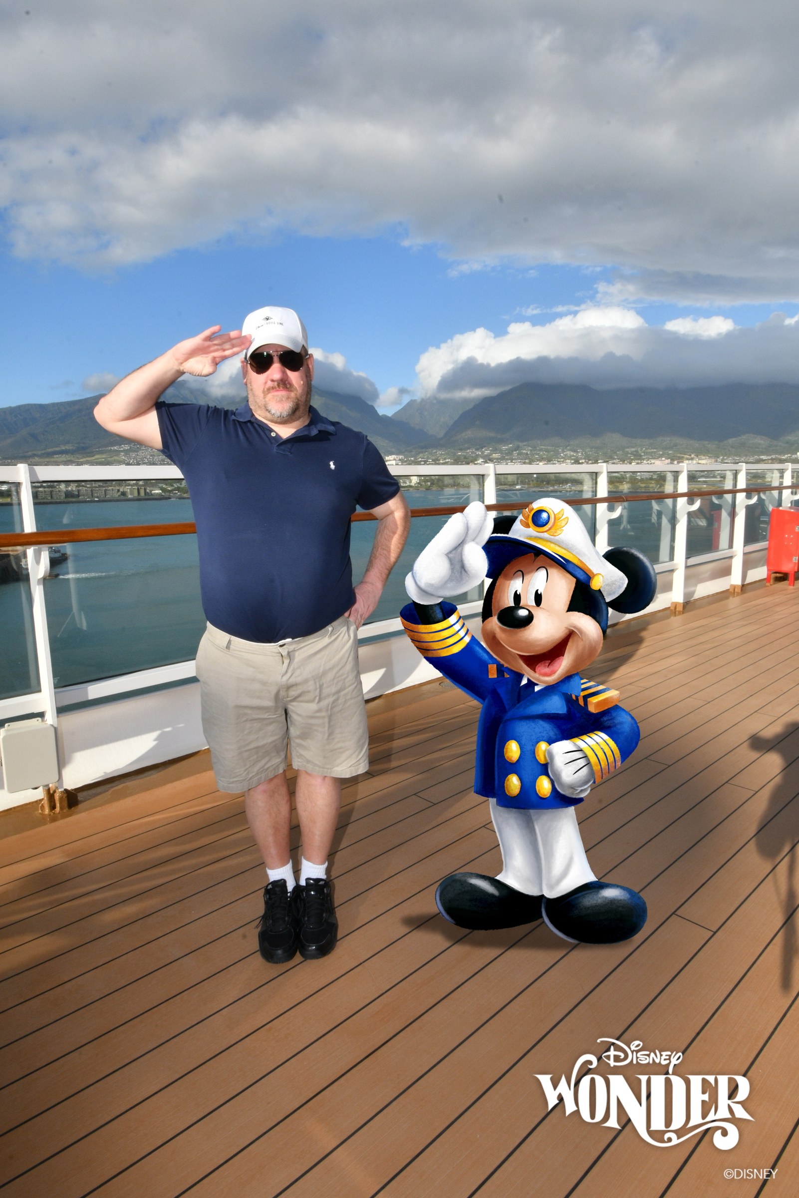 Michael saluting a Magic Shot Captain Mickey at Maui