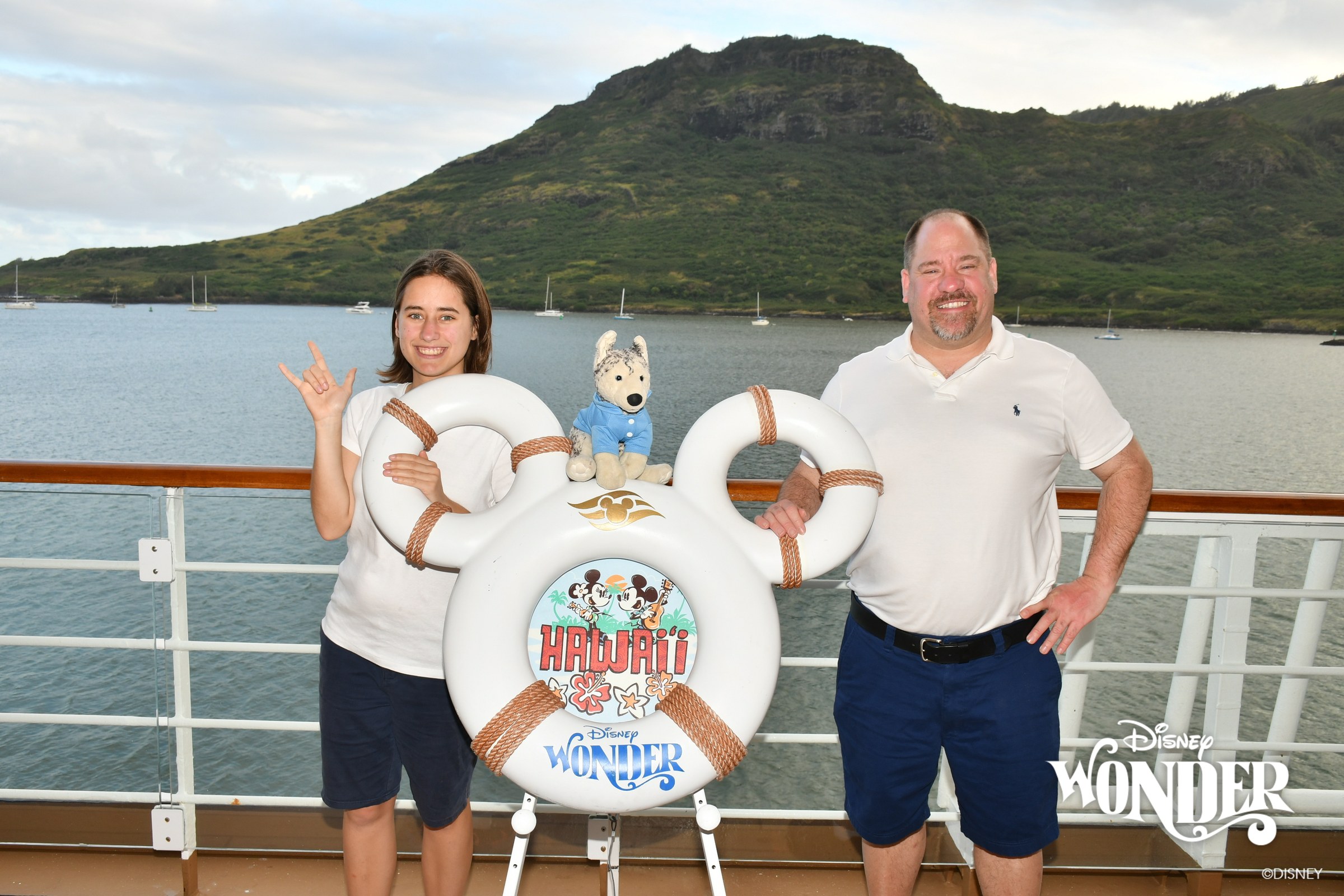 Lisa, Bob and Michael with the Hawaii life ring at Nawiliwili