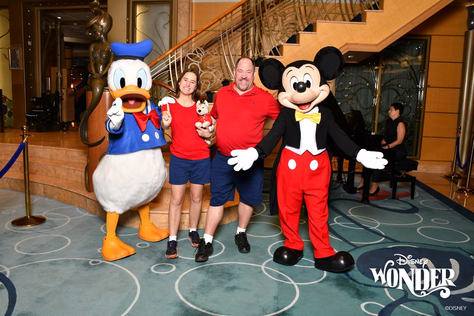 Donald and Mickey in the atrium, Bob along too