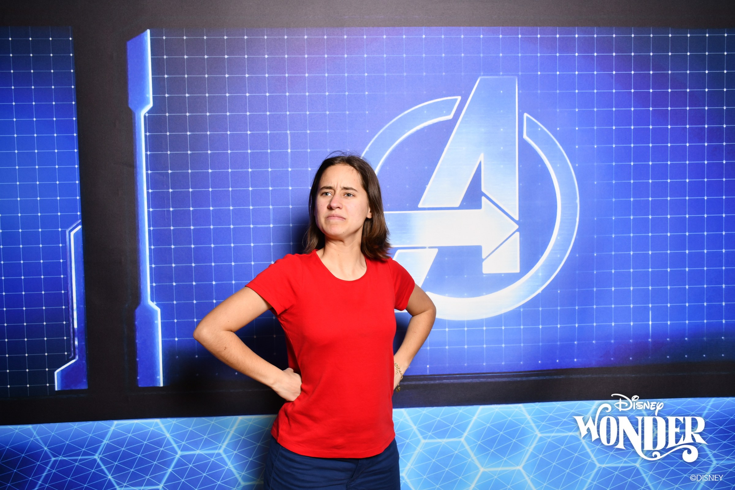 Lisa at the Avengers backdrop