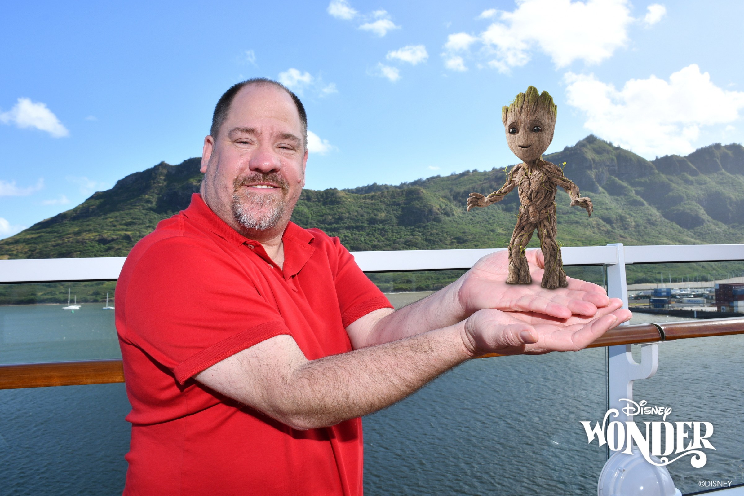 Michael holding a Magic Shot Groot at Nawiliwili