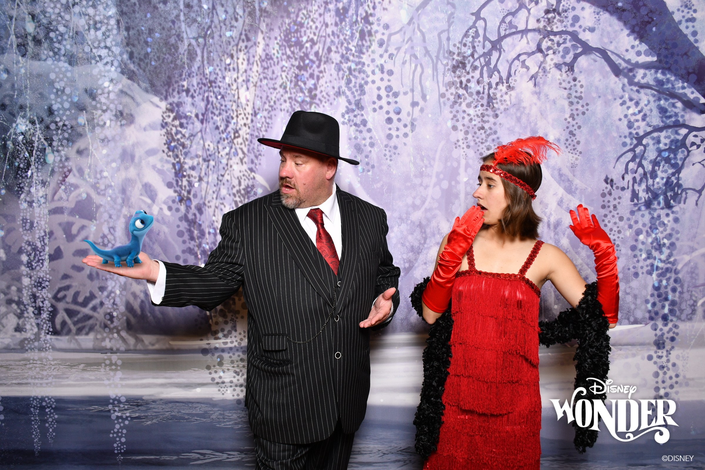 Lisa and Michael in our 1920s outfits with a Magic Shot Bruni