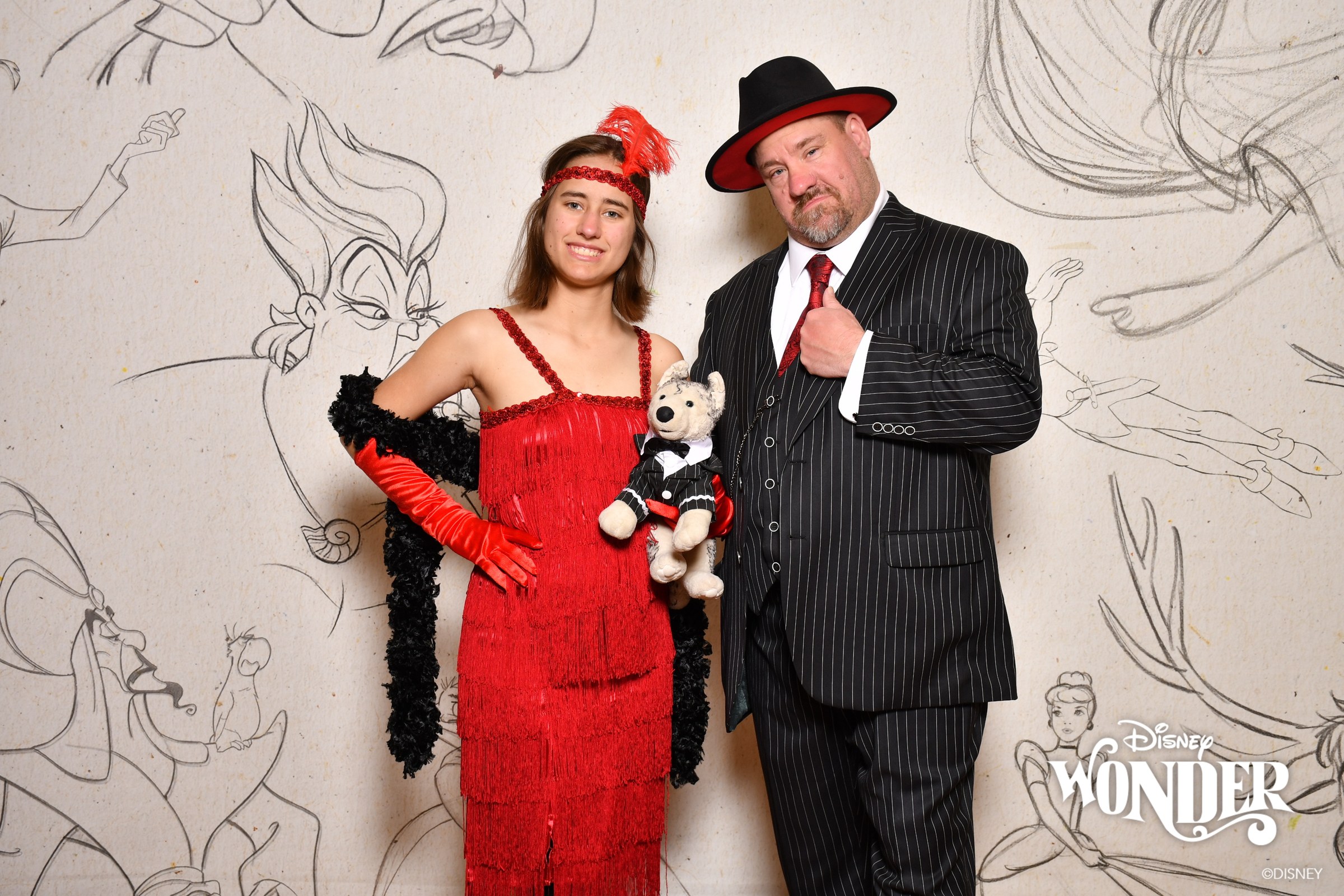 Lisa, Bob and Michael in our 1920s outfits at the sketch backdrop