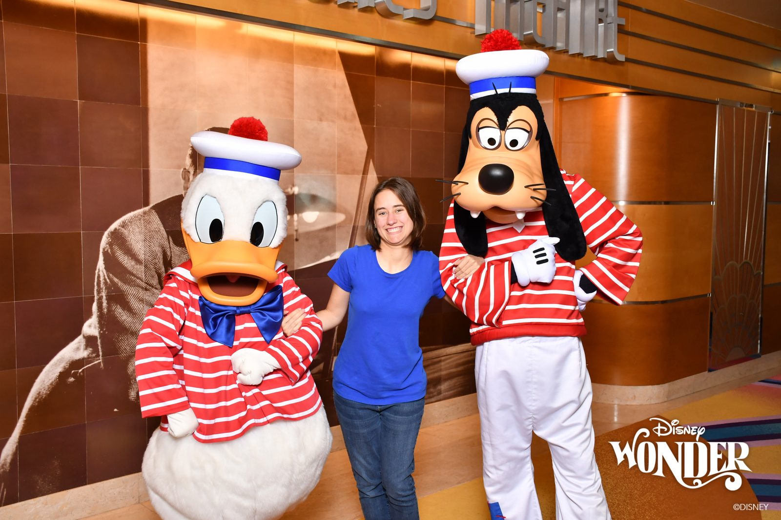 Donald and Goofy in sailor stripes