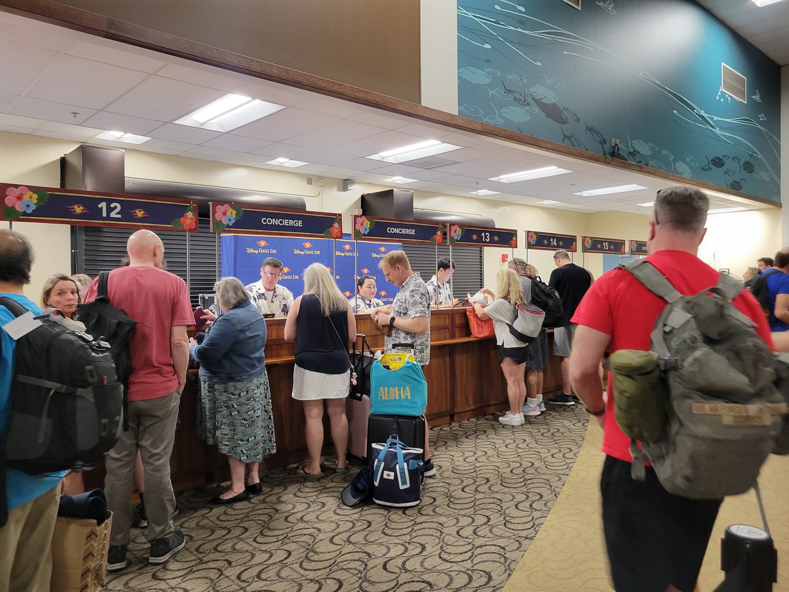 Checking in at the terminal for group eight