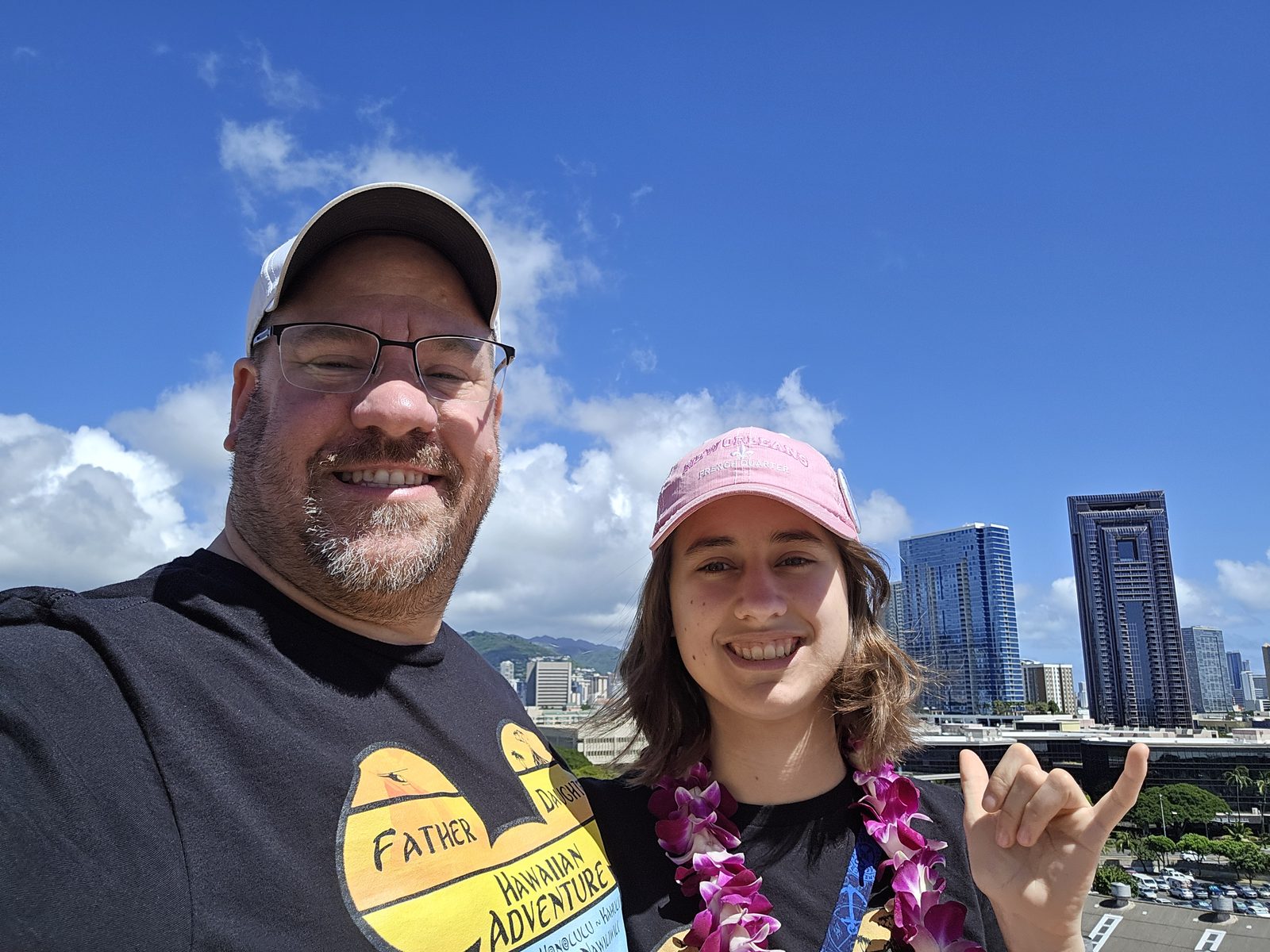 Lisa and me on deck as we left Honolulu