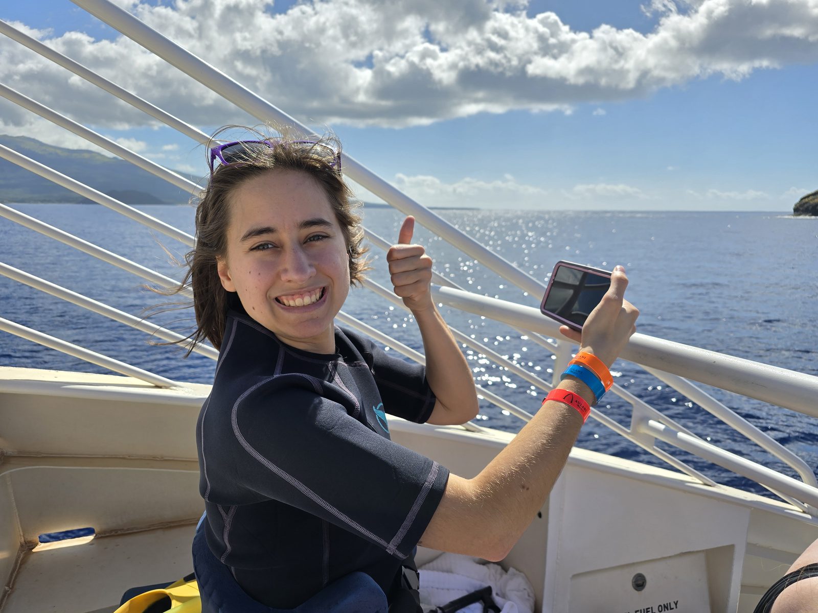 Lisa's thumbs up before we got in the water