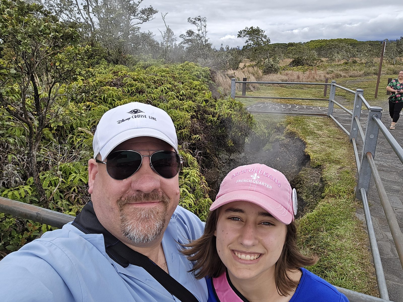 Along the steam vents at the rim