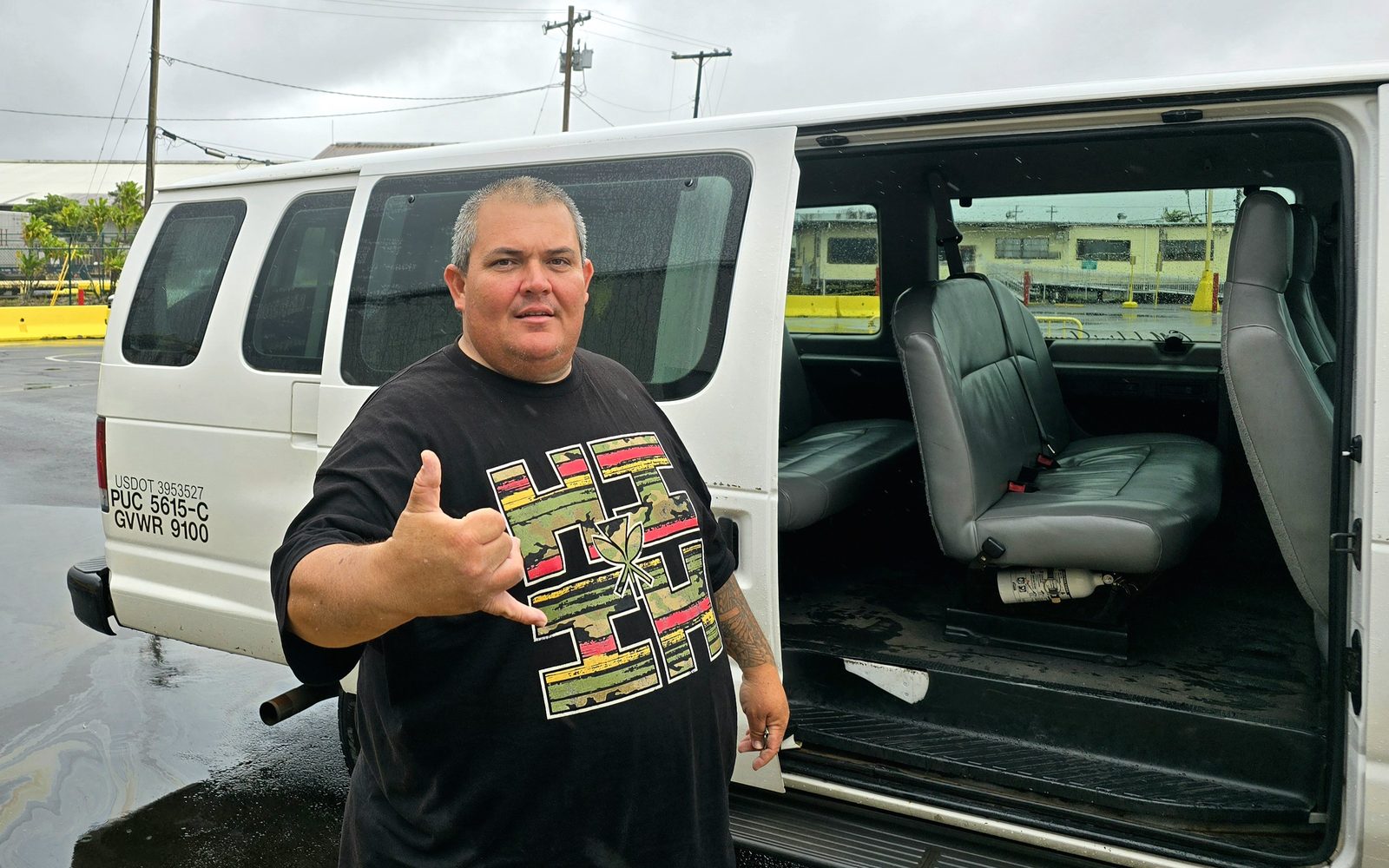 Our driver Dan, and his white van
