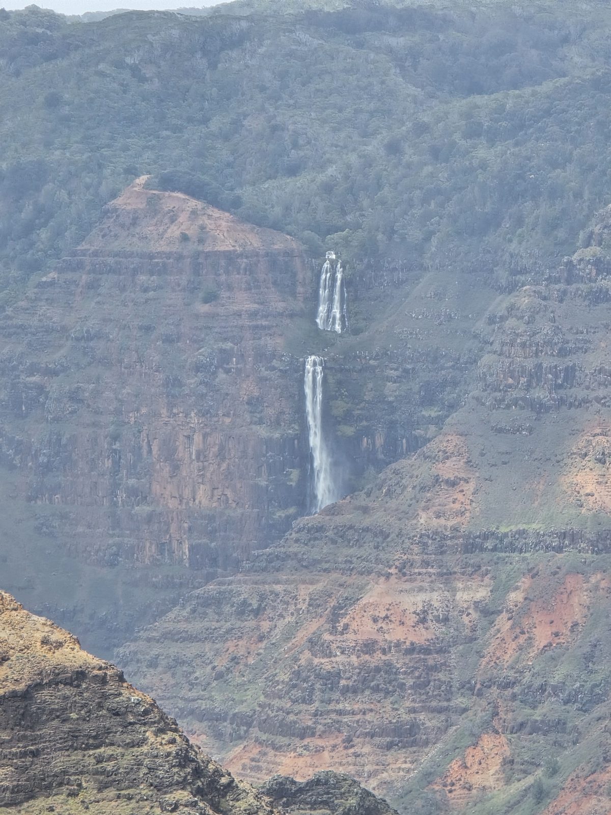 Waipo'o Falls across Waimea Canyon