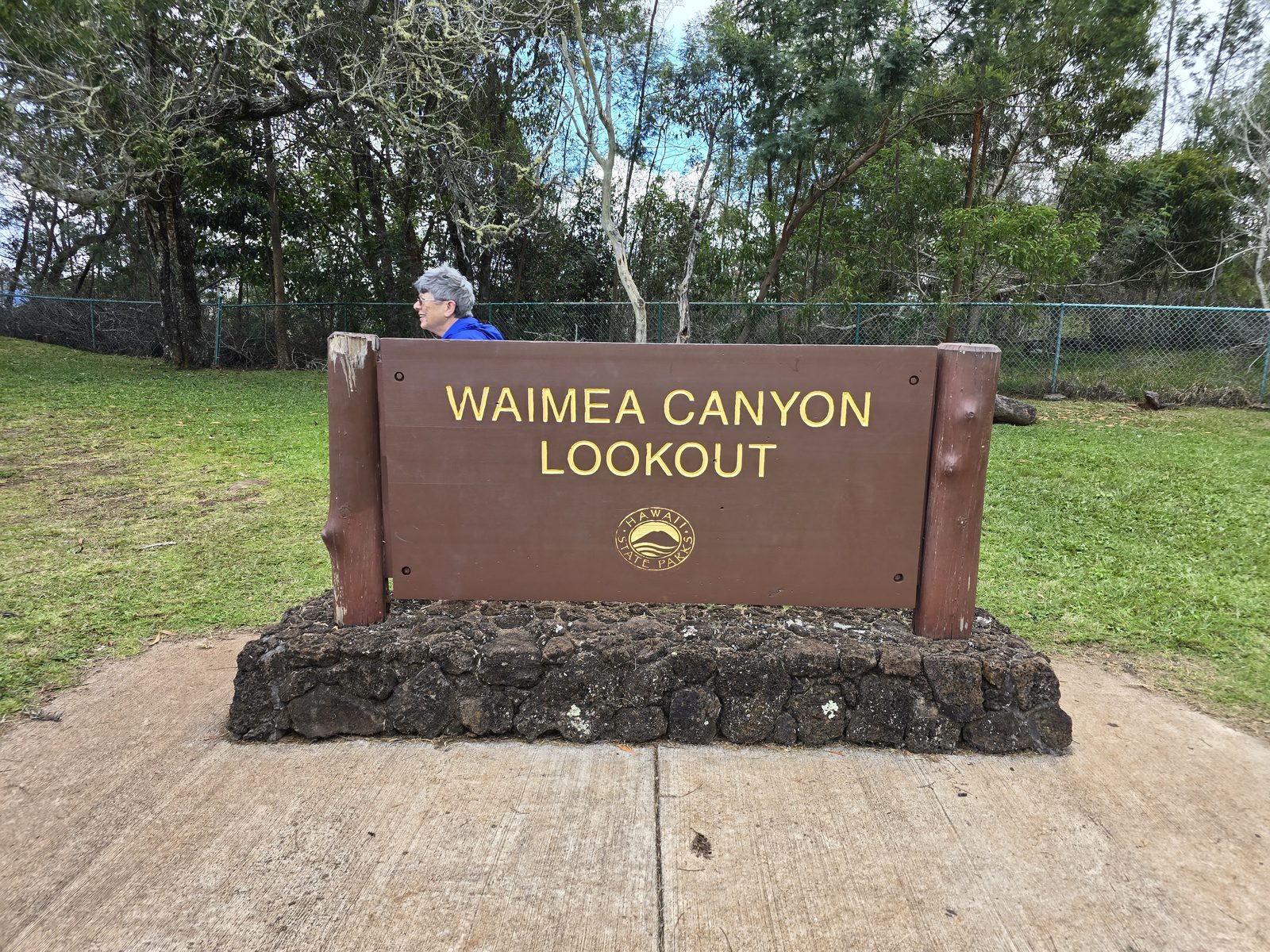 The Waimea Canyon Lookout sign on Kauai