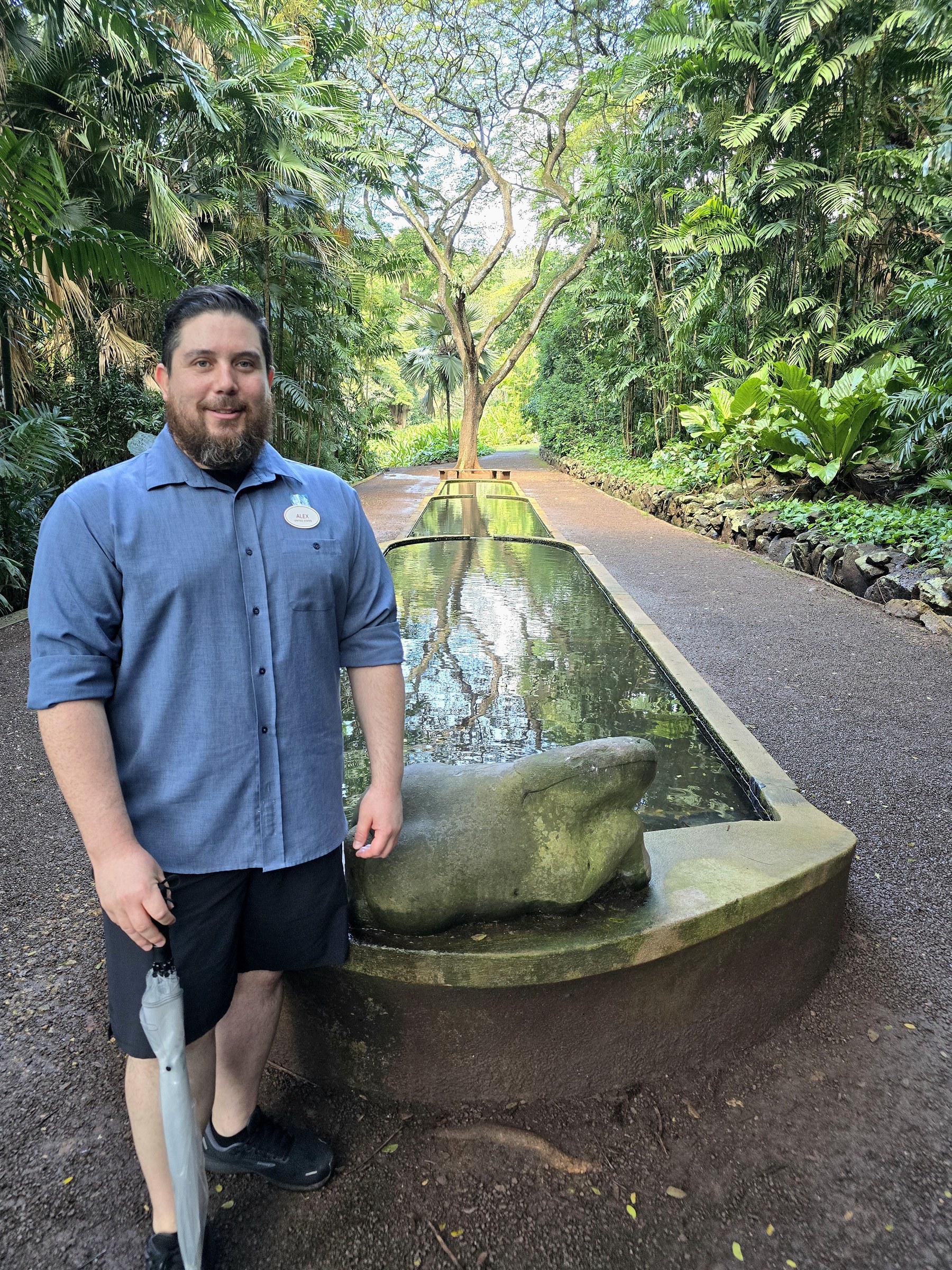 Alex, one of our ASL interpreters, at Allerton Garden