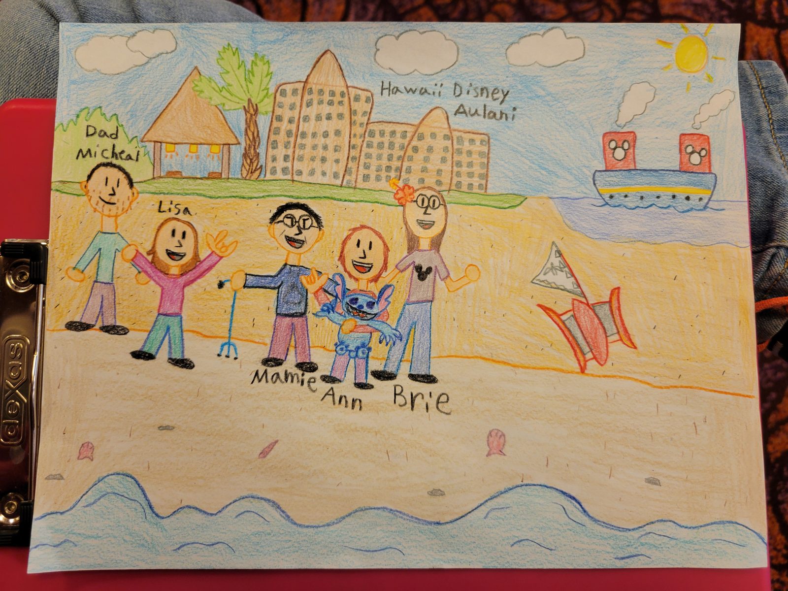 Lisa's drawing of our trip, names and all
