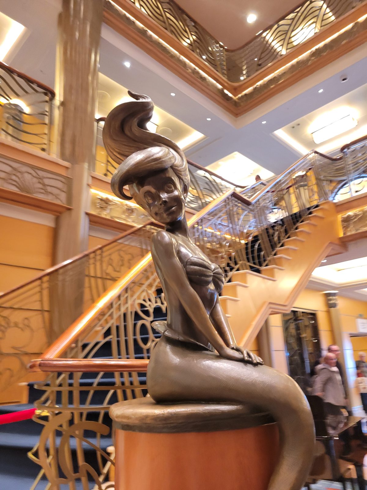 One last look at the mermaid on the atrium stairs