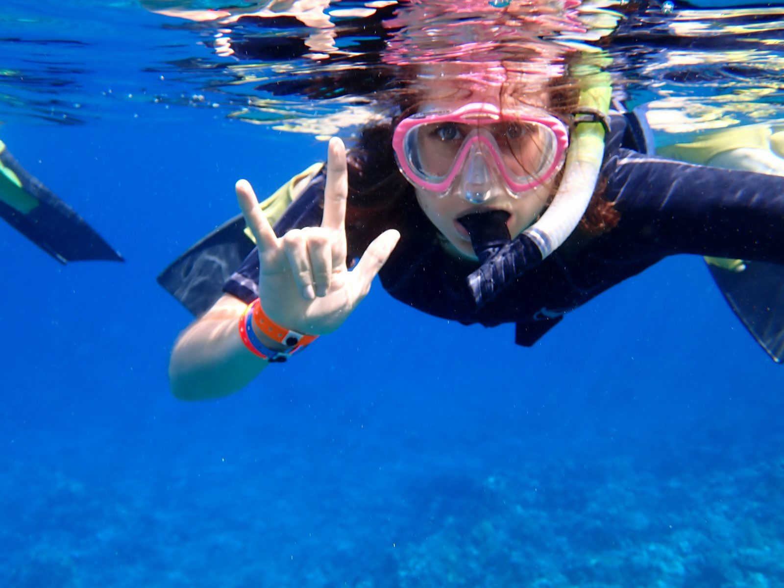 An I love you sign from under the water at Molokini