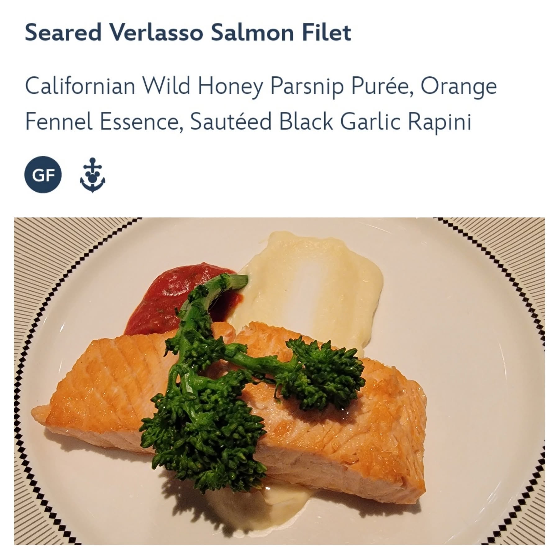 Seared salmon at dinner at 1923