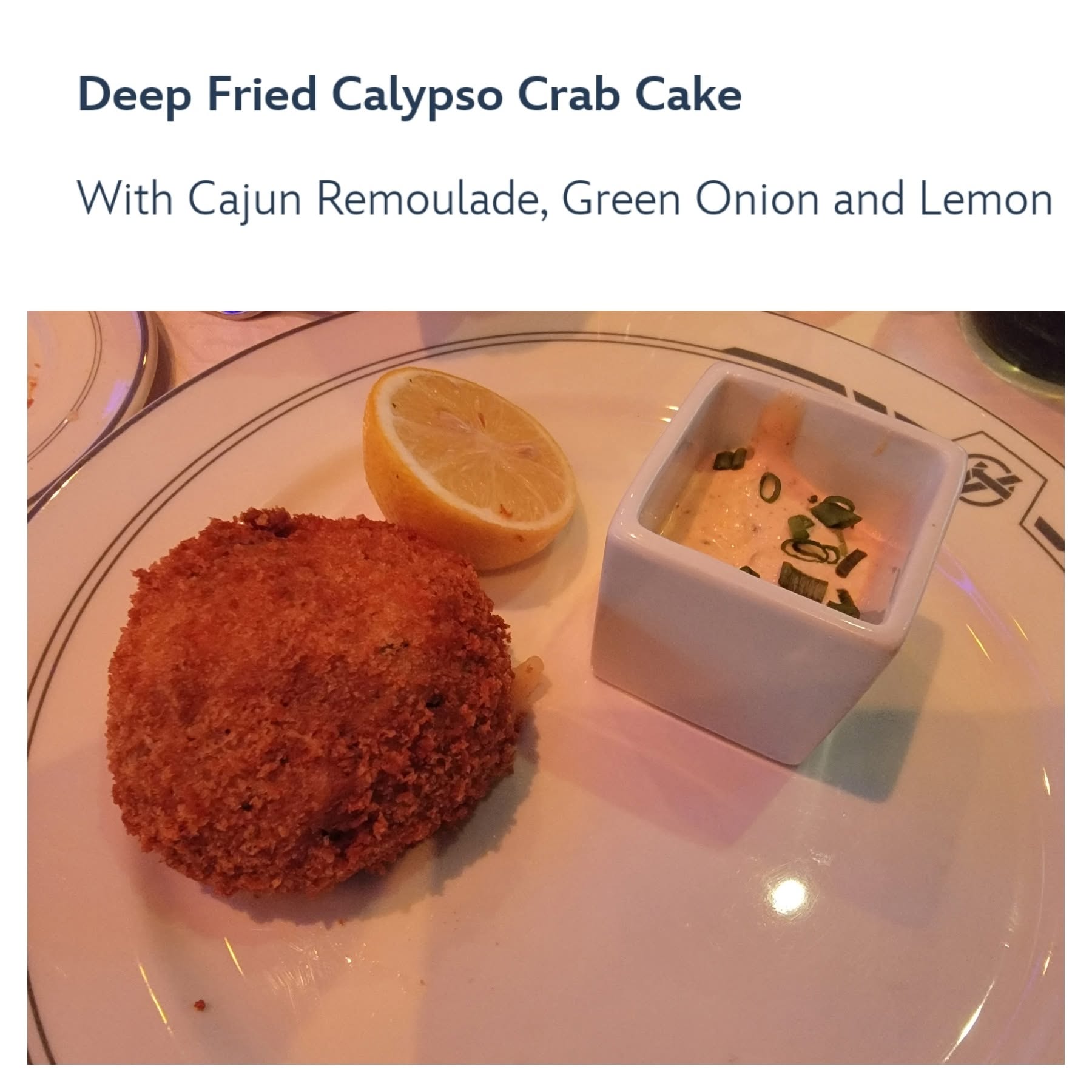 Calypso crab cake at Pirate Night dinner