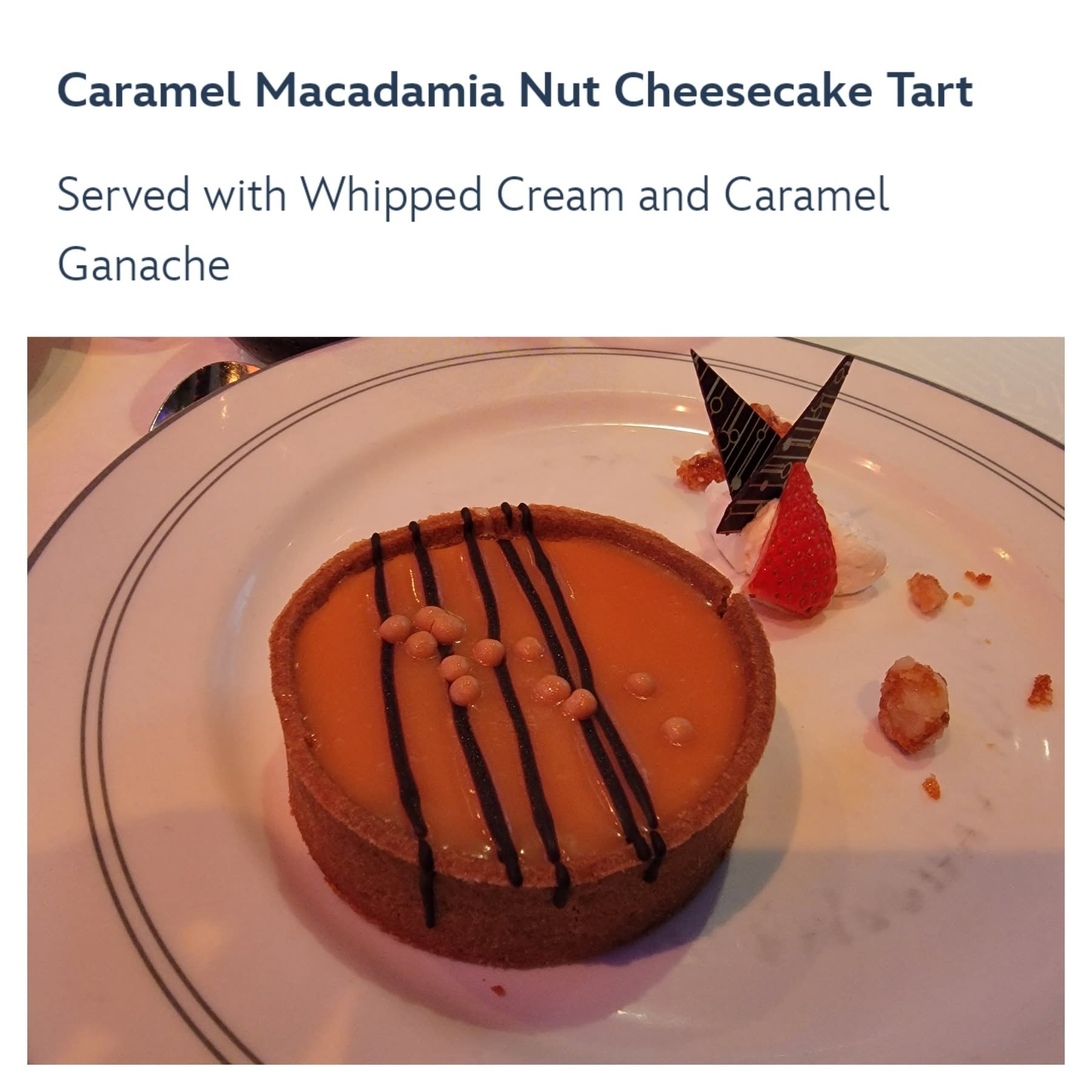 Caramel macadamia cheesecake tart on Pirate Night