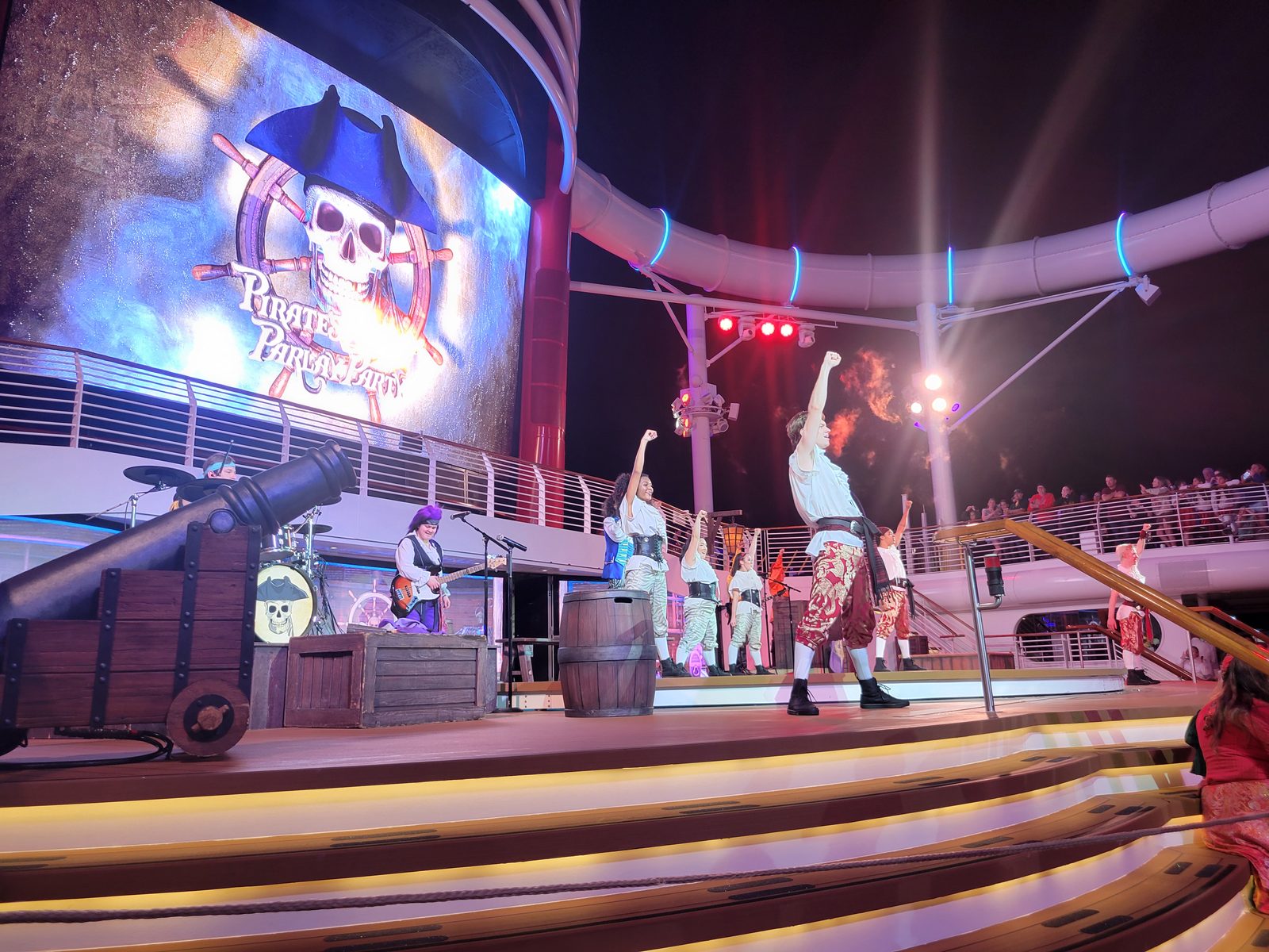 The pirate night show takes over the top deck