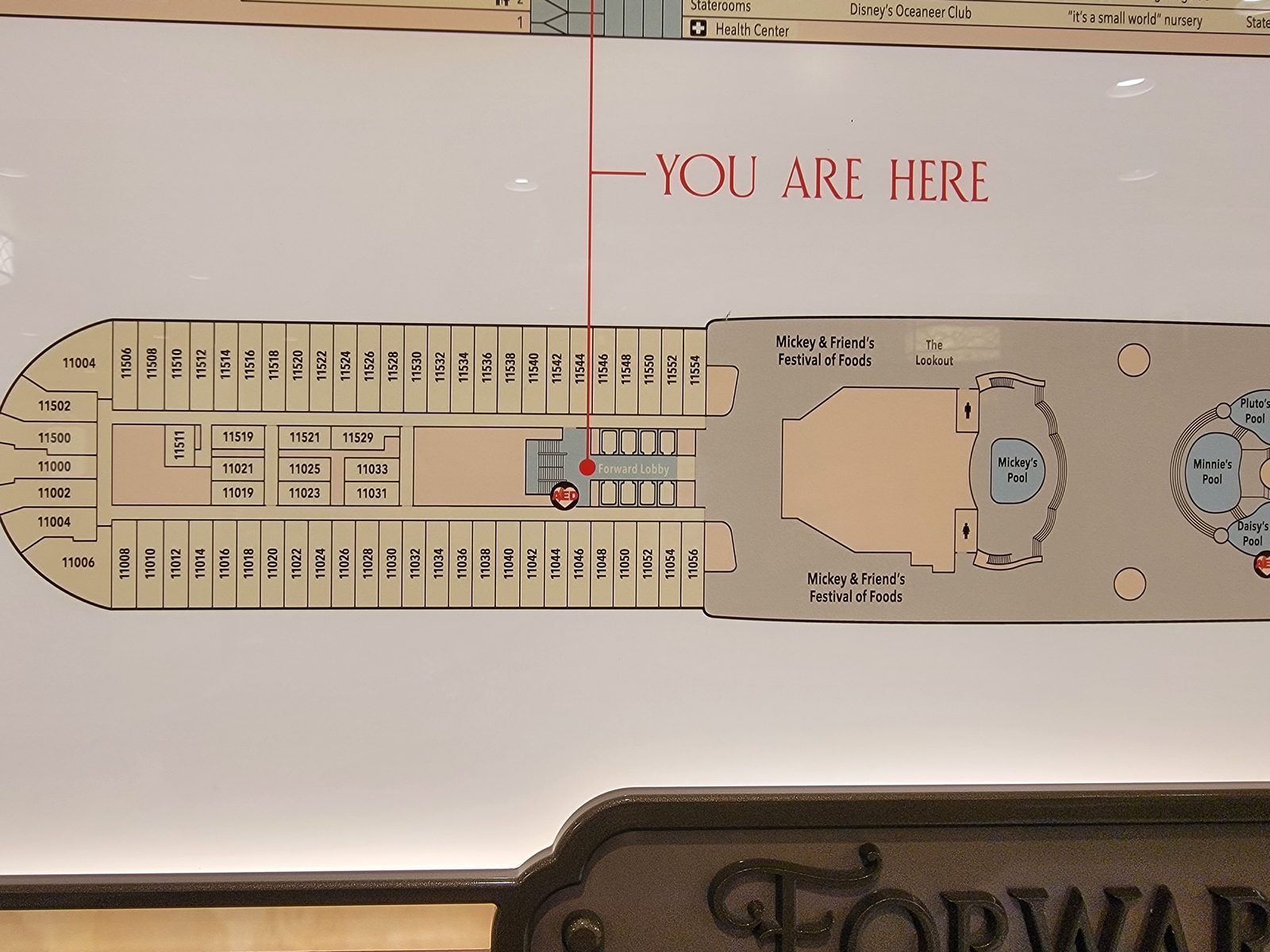 Deck plan, marked you are here