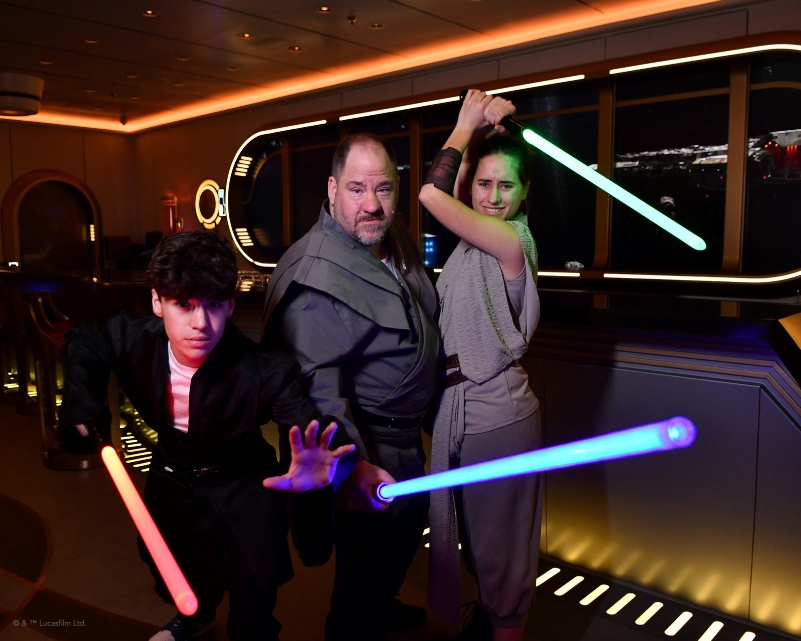 Thomas, Michael and Lisa in the Hyperspace Lounge on the Wish