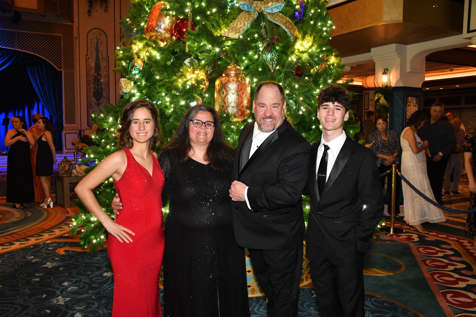 Dressed up at the Christmas tree