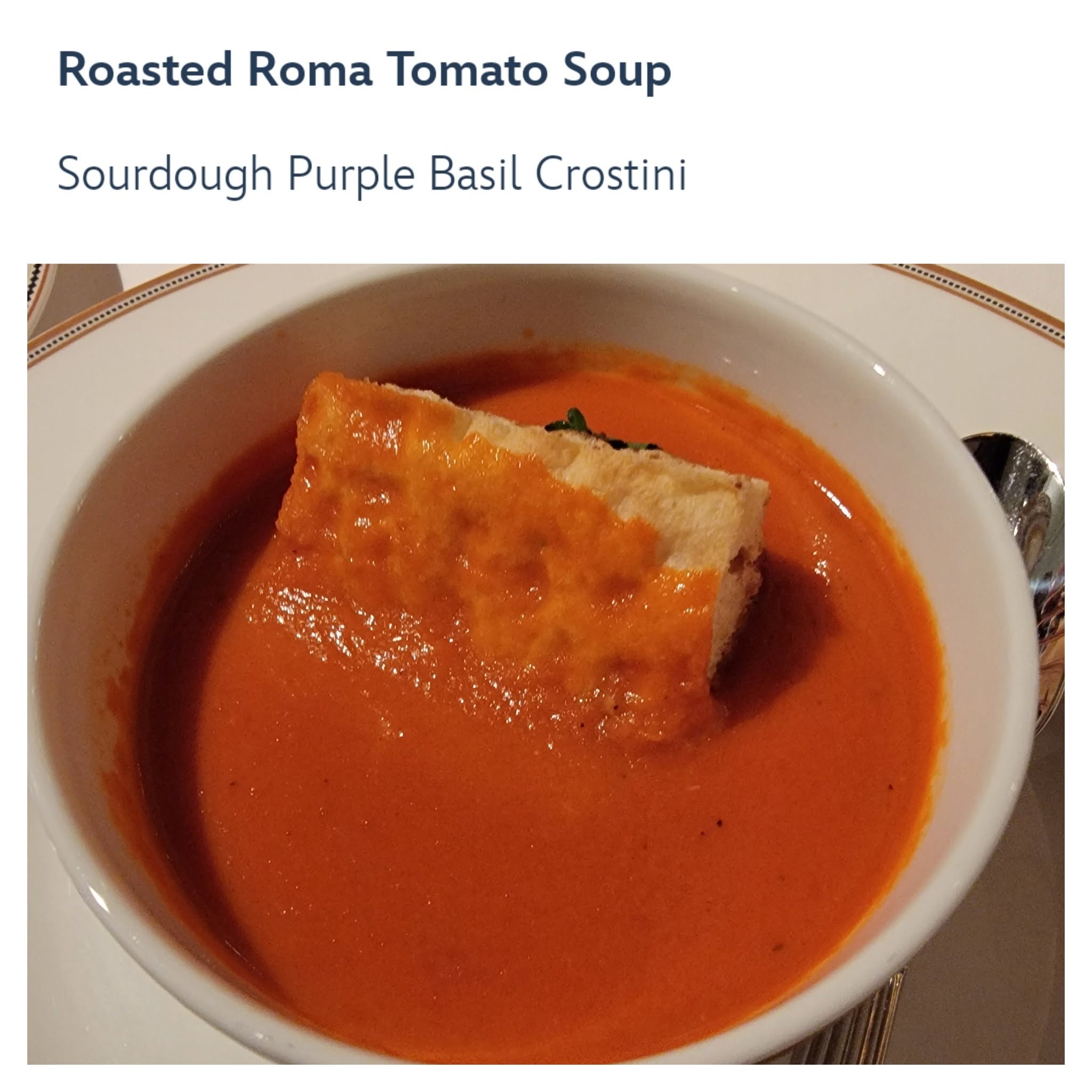 Roasted tomato soup at 1923 on Pirate Night