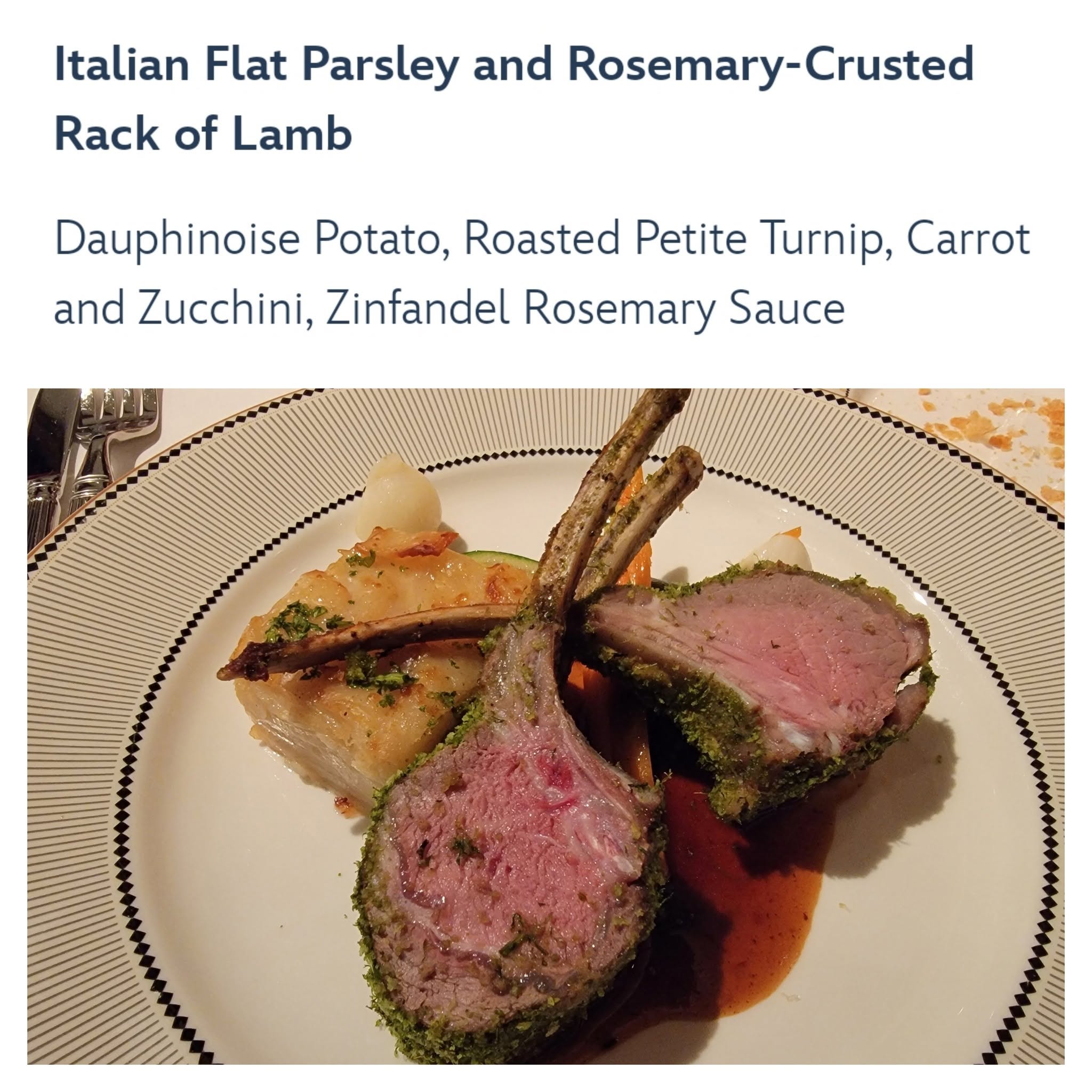 Rack of lamb at 1923 on Pirate Night