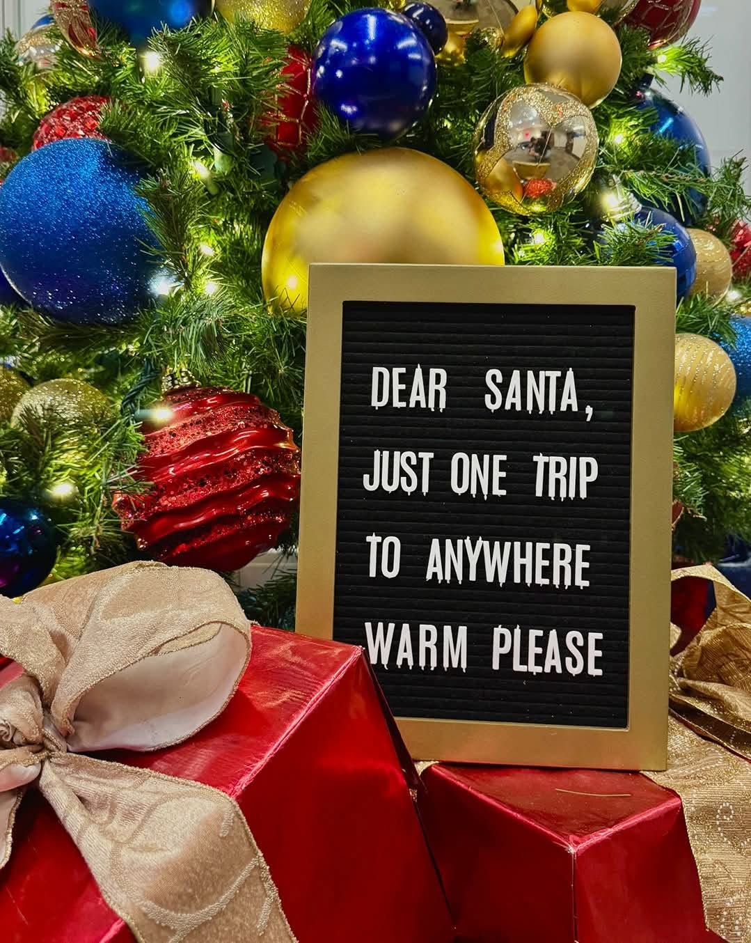 Dear Santa sign by the Christmas tree