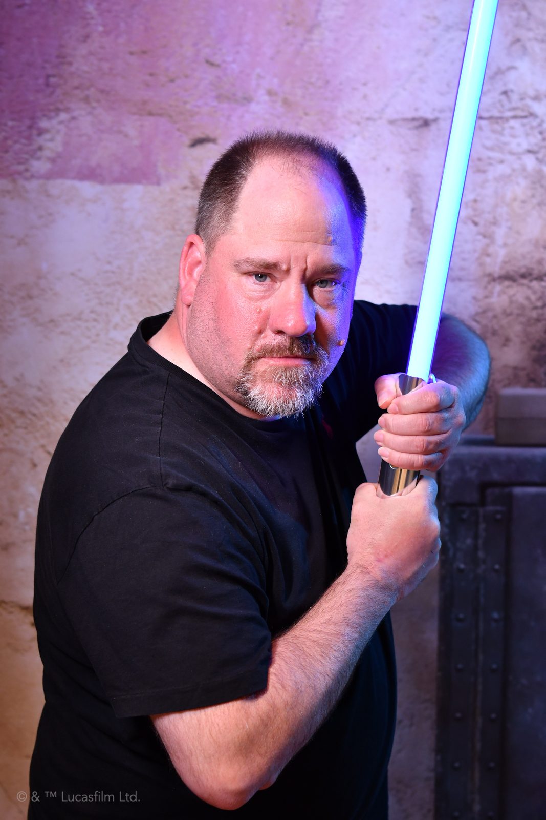 Michael with a lightsaber