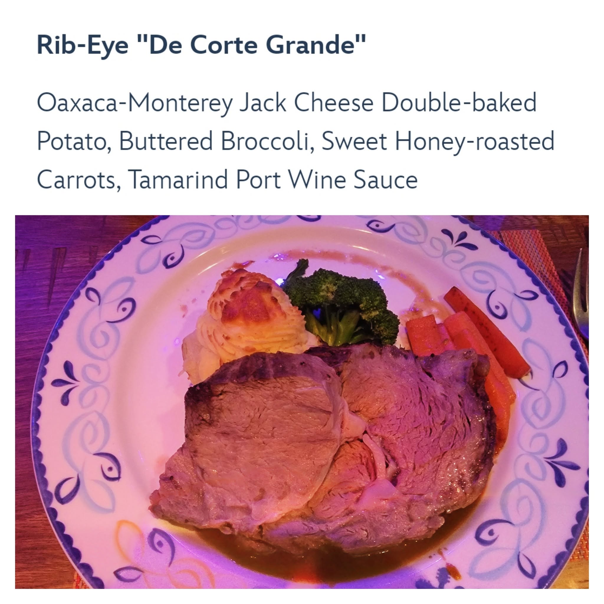 Rib-eye at Plaza de Coco
