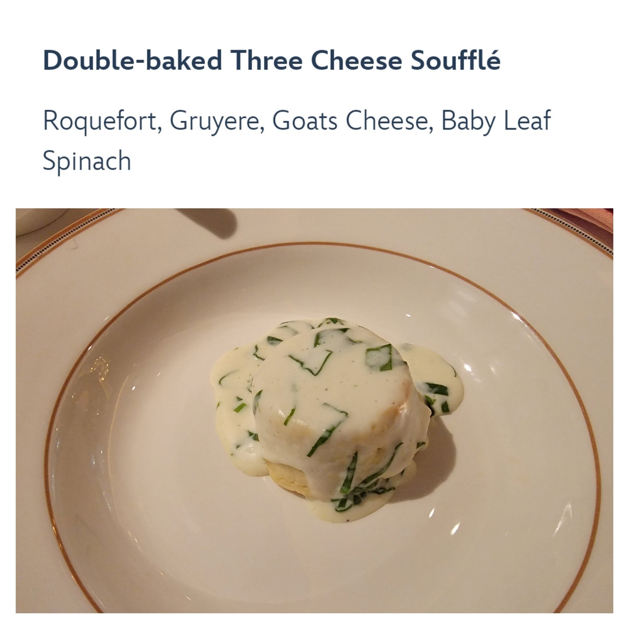 Three cheese souffle at 1923