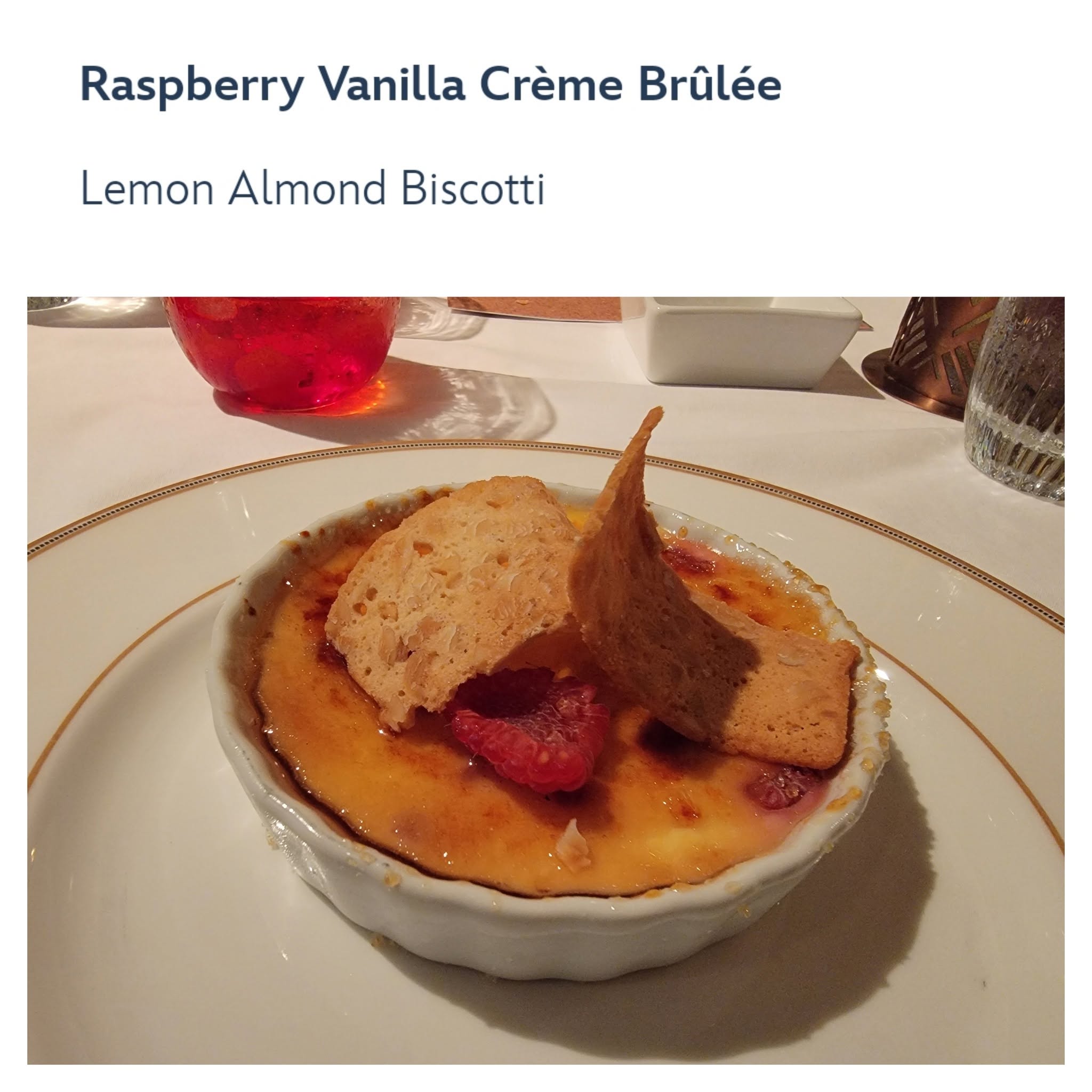 Raspberry vanilla creme brulee at 1923