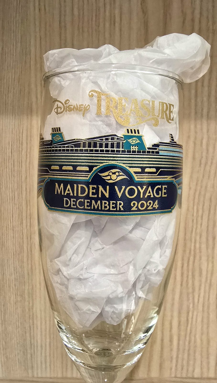 My maiden voyage keepsake glass, still wrapped