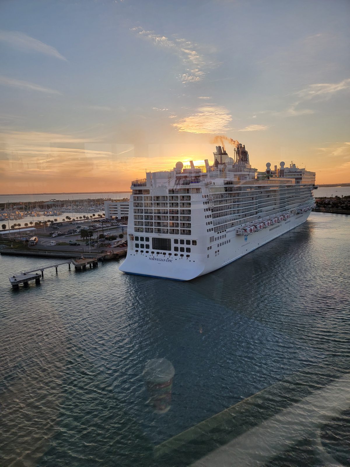 Sunset as Port Canaveral falls away behind us
