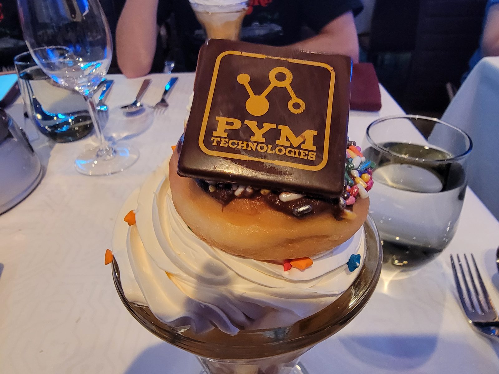 Our Avengers-themed dessert at dinner in Worlds of Marvel