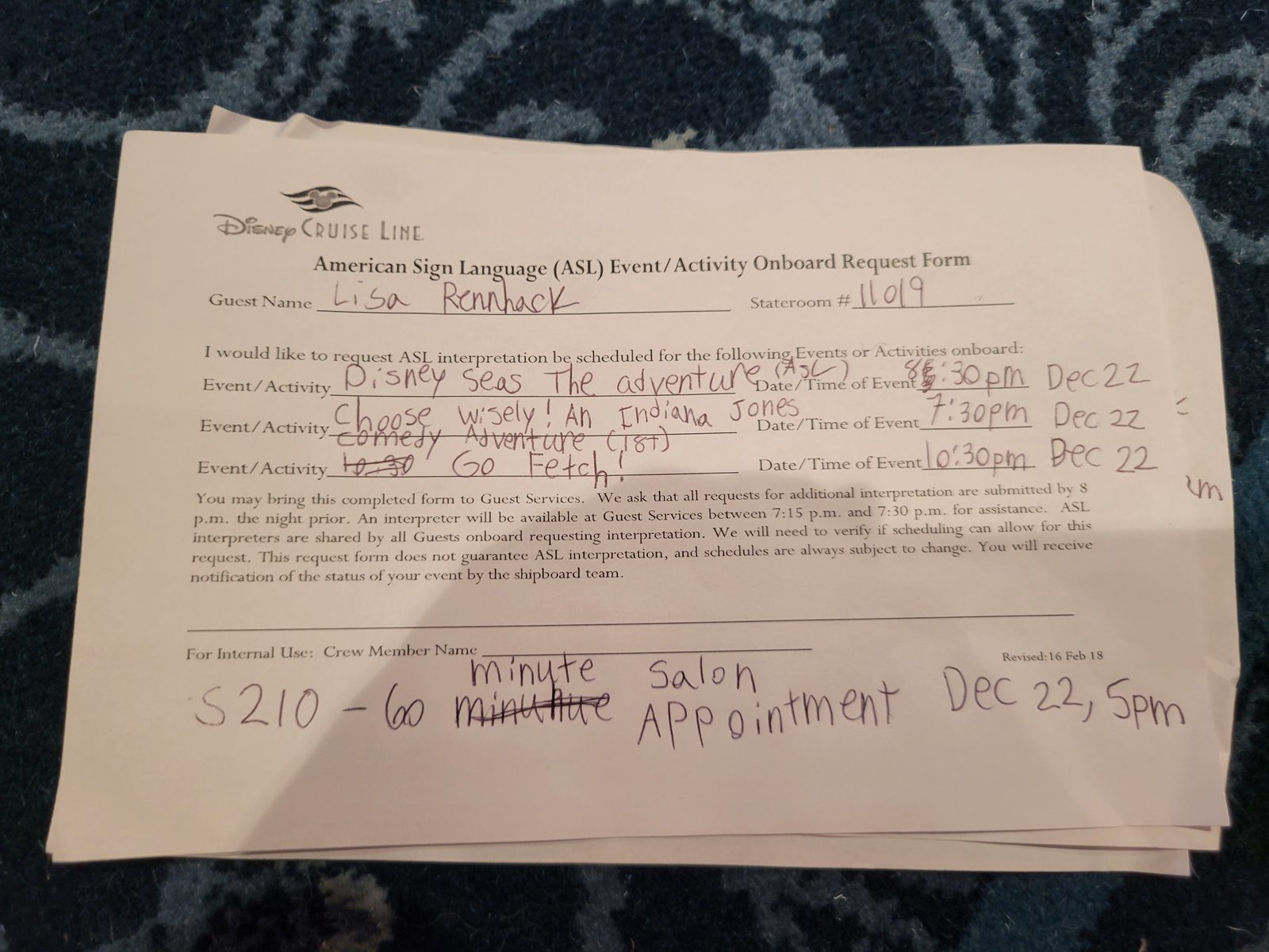 Lisa's ASL interpreter request form