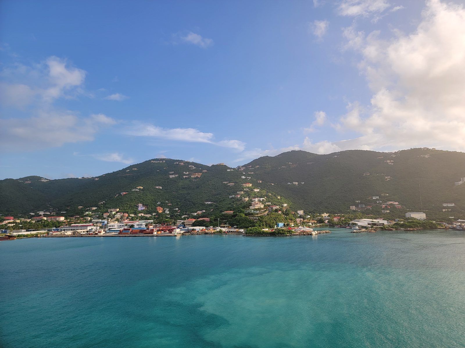 Tortola coming into view at sunrise