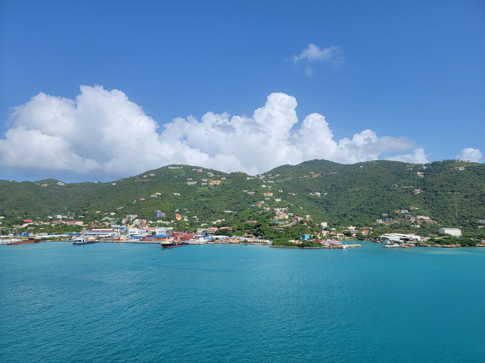 Tortola harbor and the green hills
