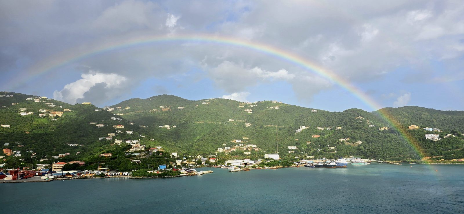 A rainbow over the hills above Tortola