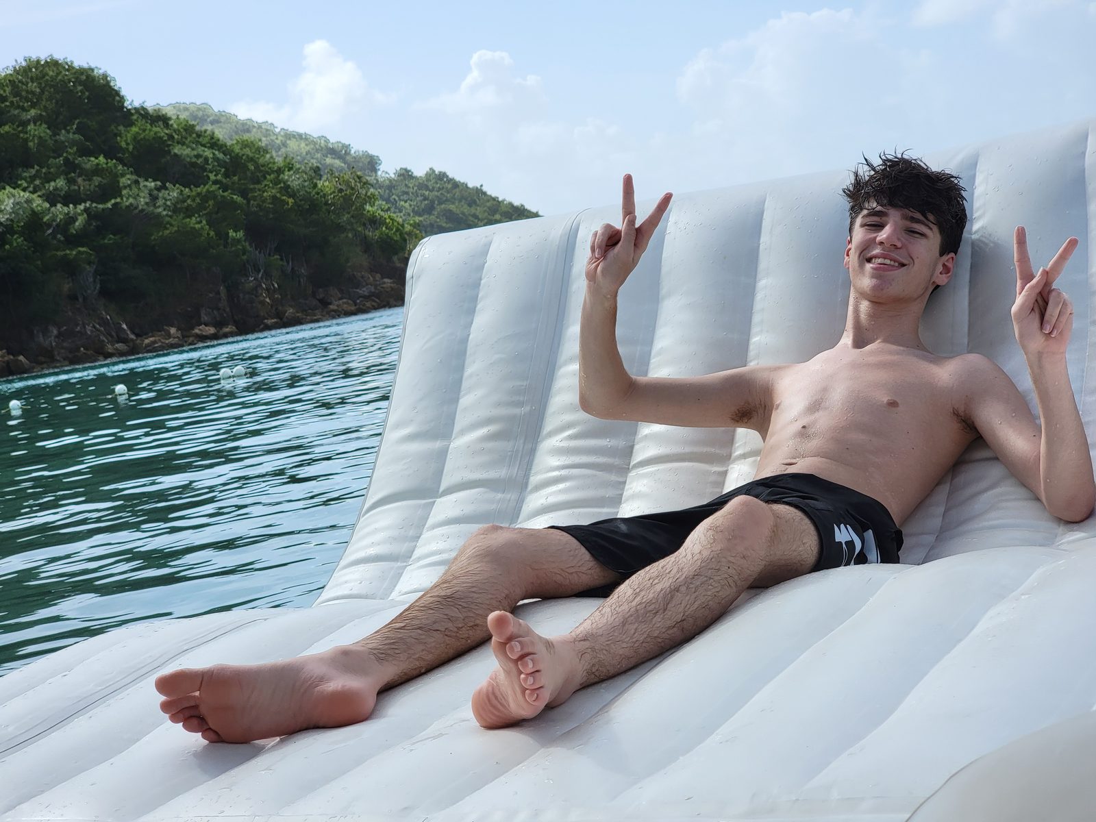 Thomas striking a pose on the floating lounge