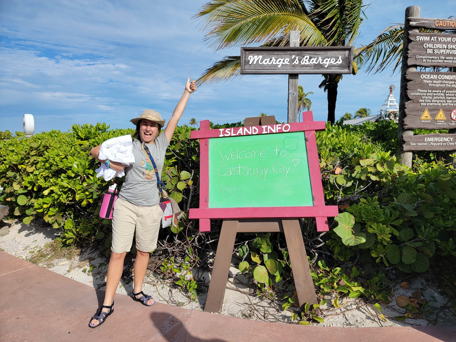 Lisa at Castaway Cay before her fishing charter