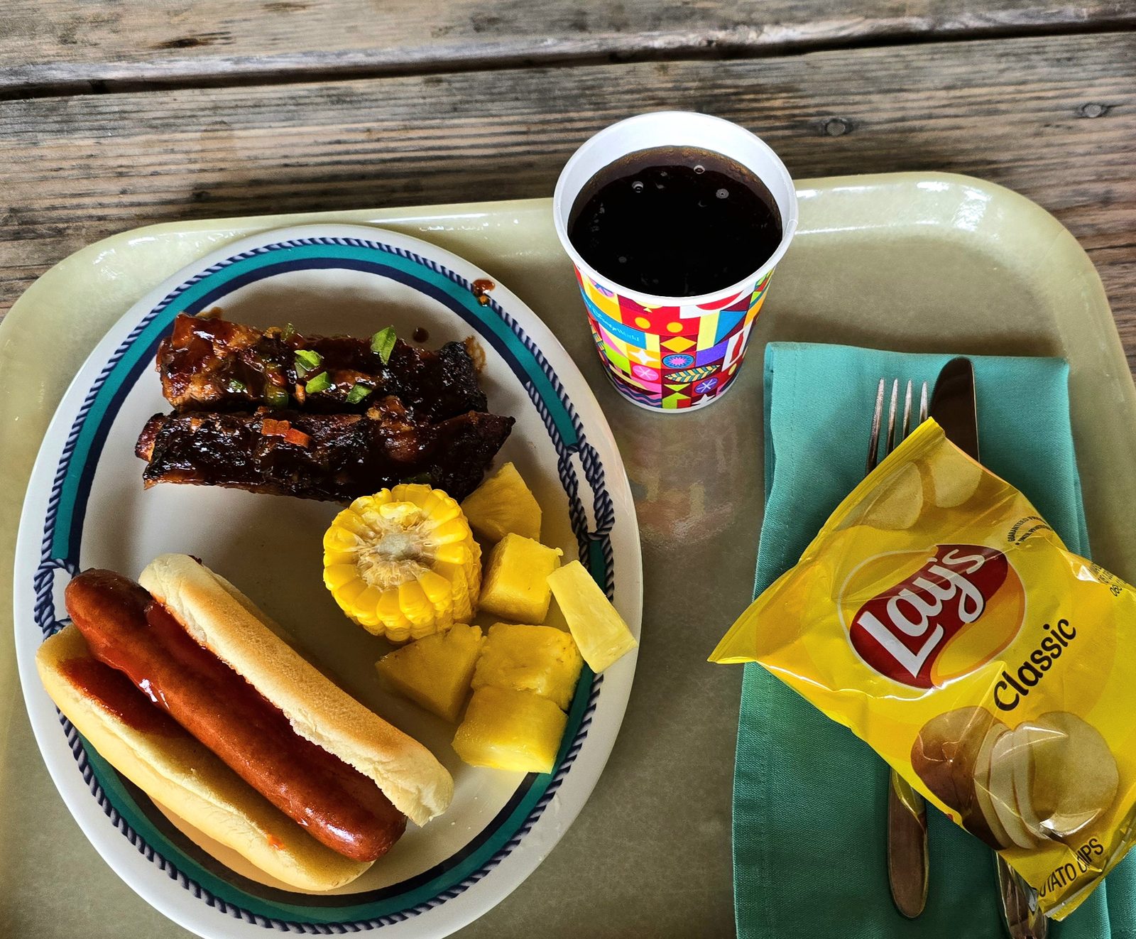 Barbecue lunch tray on Castaway Cay