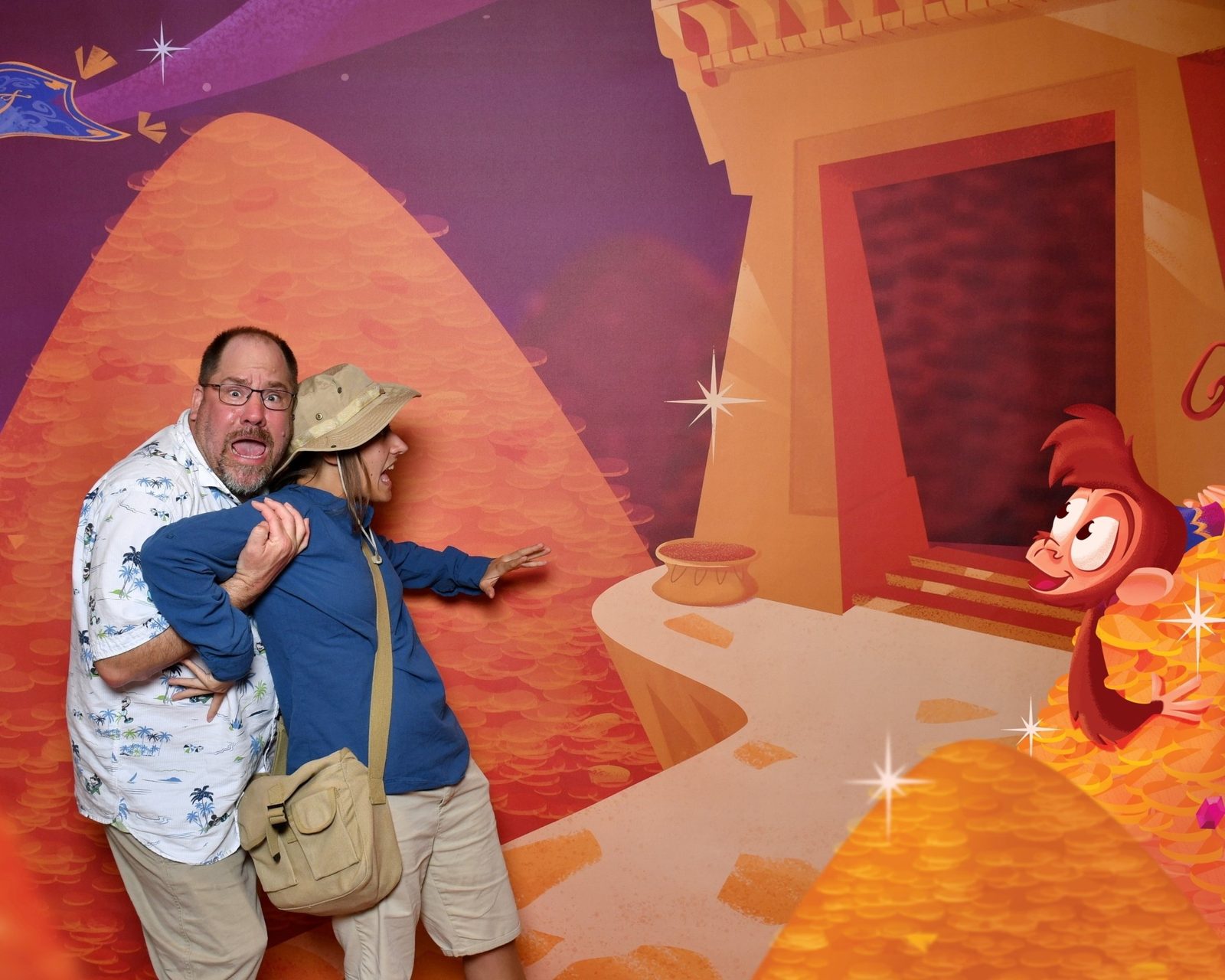 Lisa and Michael at the Cave of Wonders backdrop